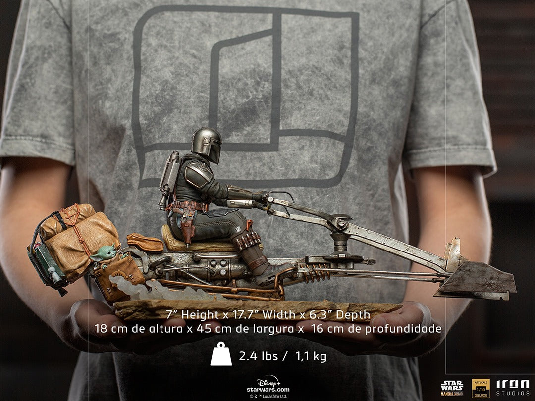 Die Mandalorianer auf Speederbike Deluxe Kunstskala 1/10 Statue von Iron Studios