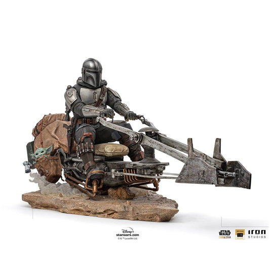 Die Mandalorianer auf Speederbike Deluxe Kunstskala 1/10 Statue von Iron Studios