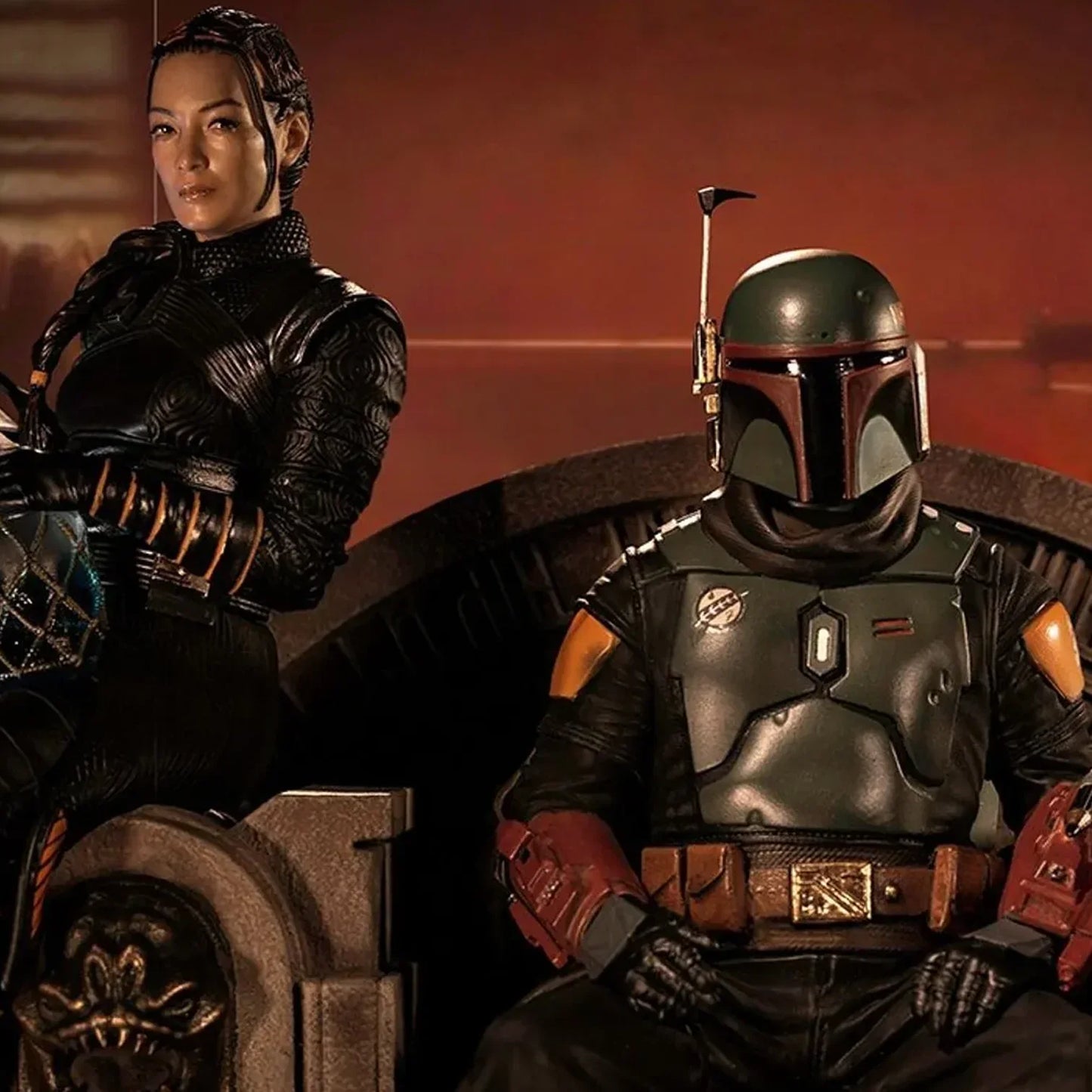 Der Mandalorianer - Boba Fett und Fennec Shand auf dem Thron Deluxe Art Scale 1/10 Statue