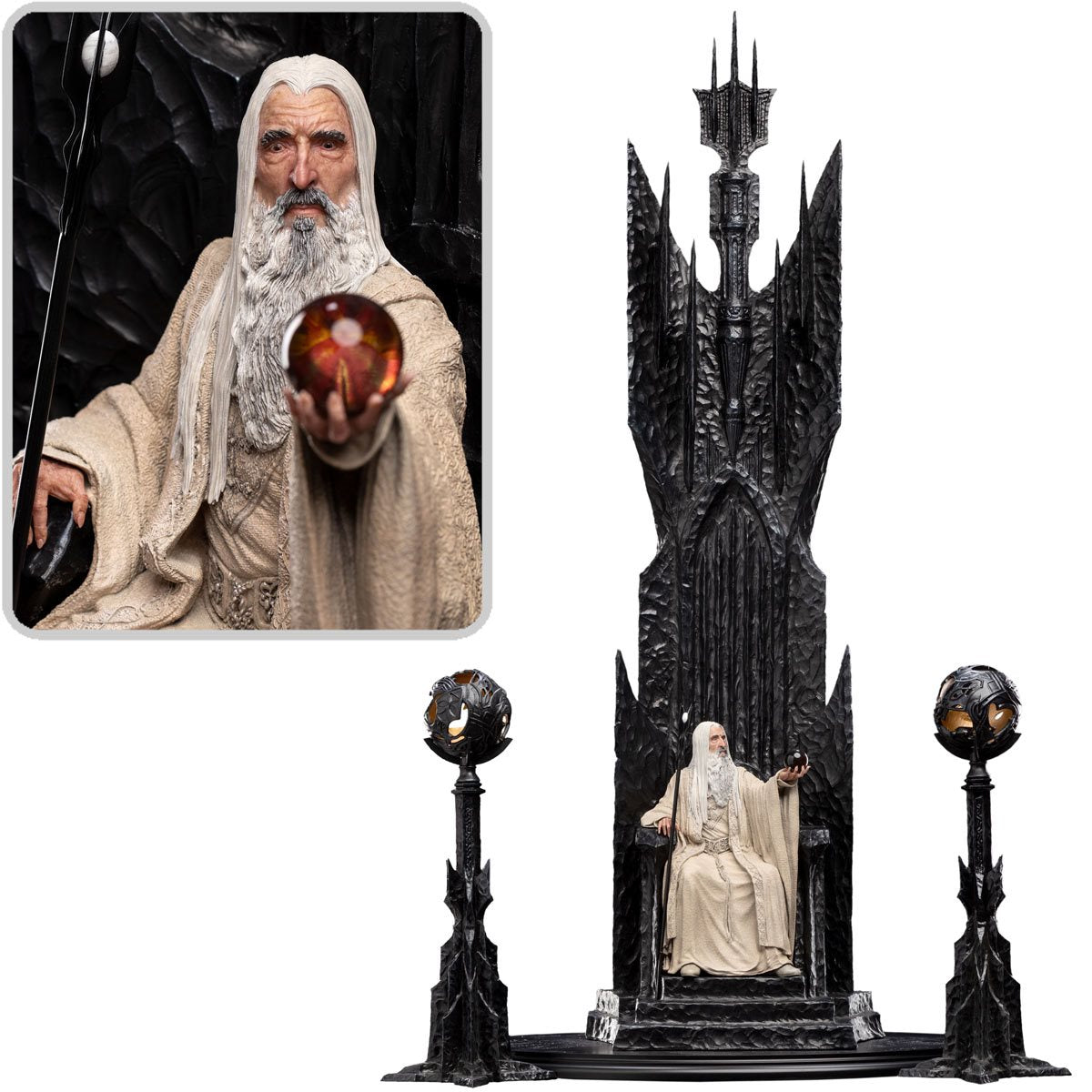 Der Herr der Ringe Saruman der Weiße auf Thron 1:6 Maßstab Statue