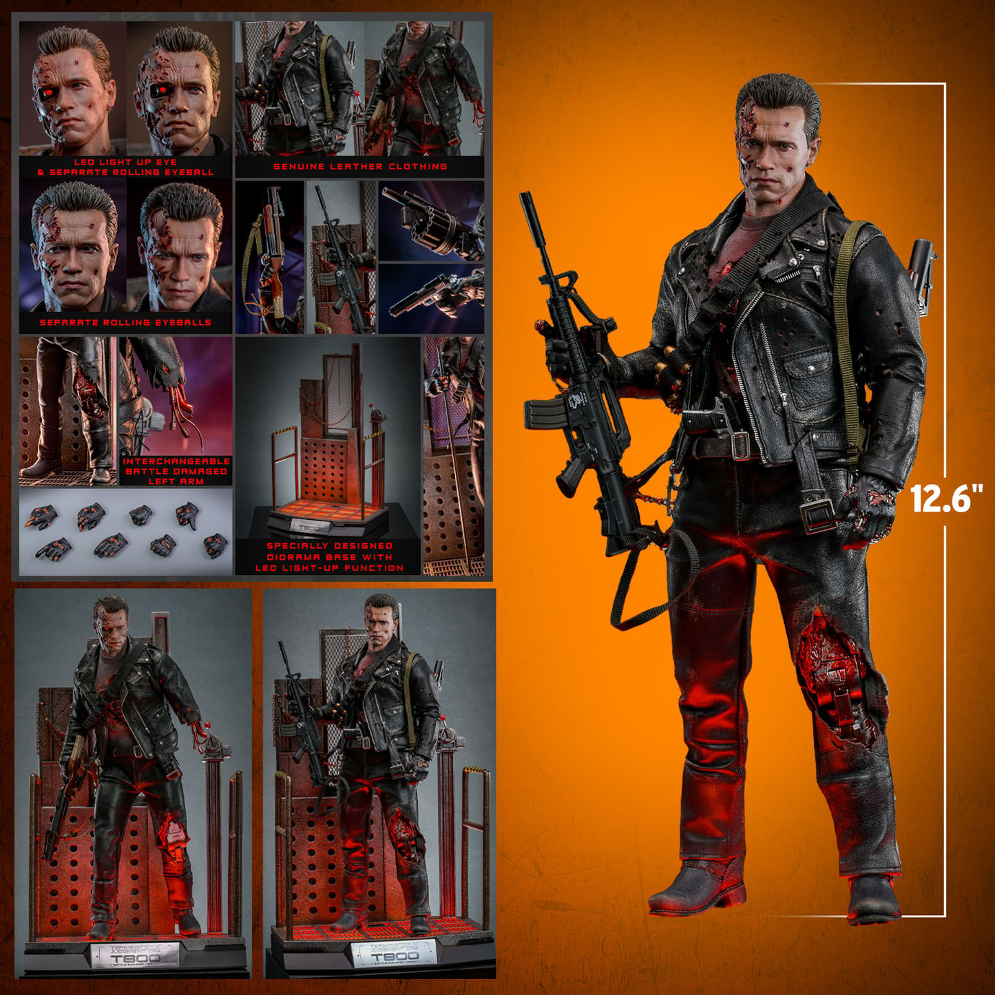 T-800 (KAMPFSCHÄDIGTE VERSION 2.0) Sechster Maßstab Figur von Hot Toys