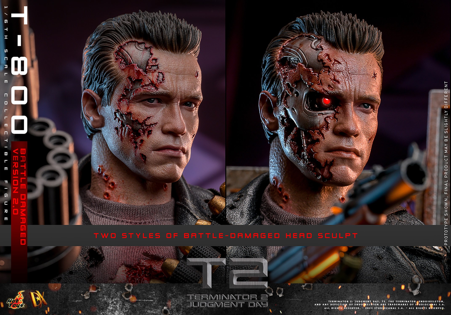 T-800 (KAMPFSCHÄDIGTE VERSION 2.0) Sechster Maßstab Figur von Hot Toys