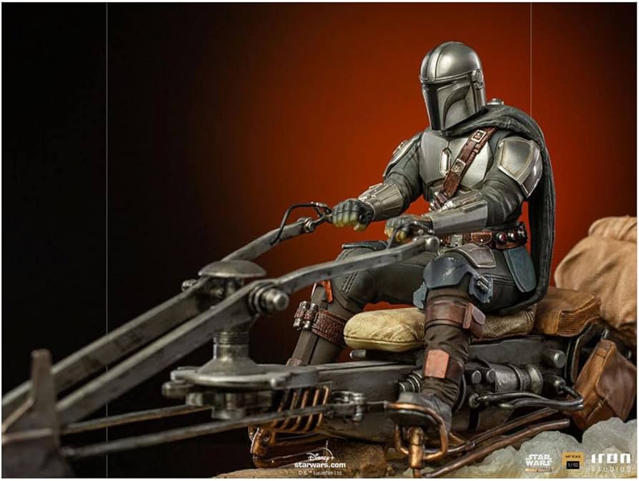 Die Mandalorianer auf Speederbike Deluxe Kunstskala 1/10 Statue von Iron Studios