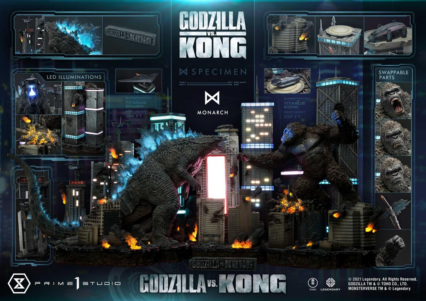 Godzilla vs Kong Finale Schlacht Statue von Prime1 Studio