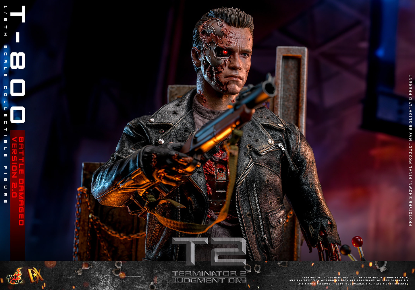 T-800 (KAMPFSCHÄDIGTE VERSION 2.0) Sechster Maßstab Figur von Hot Toys
