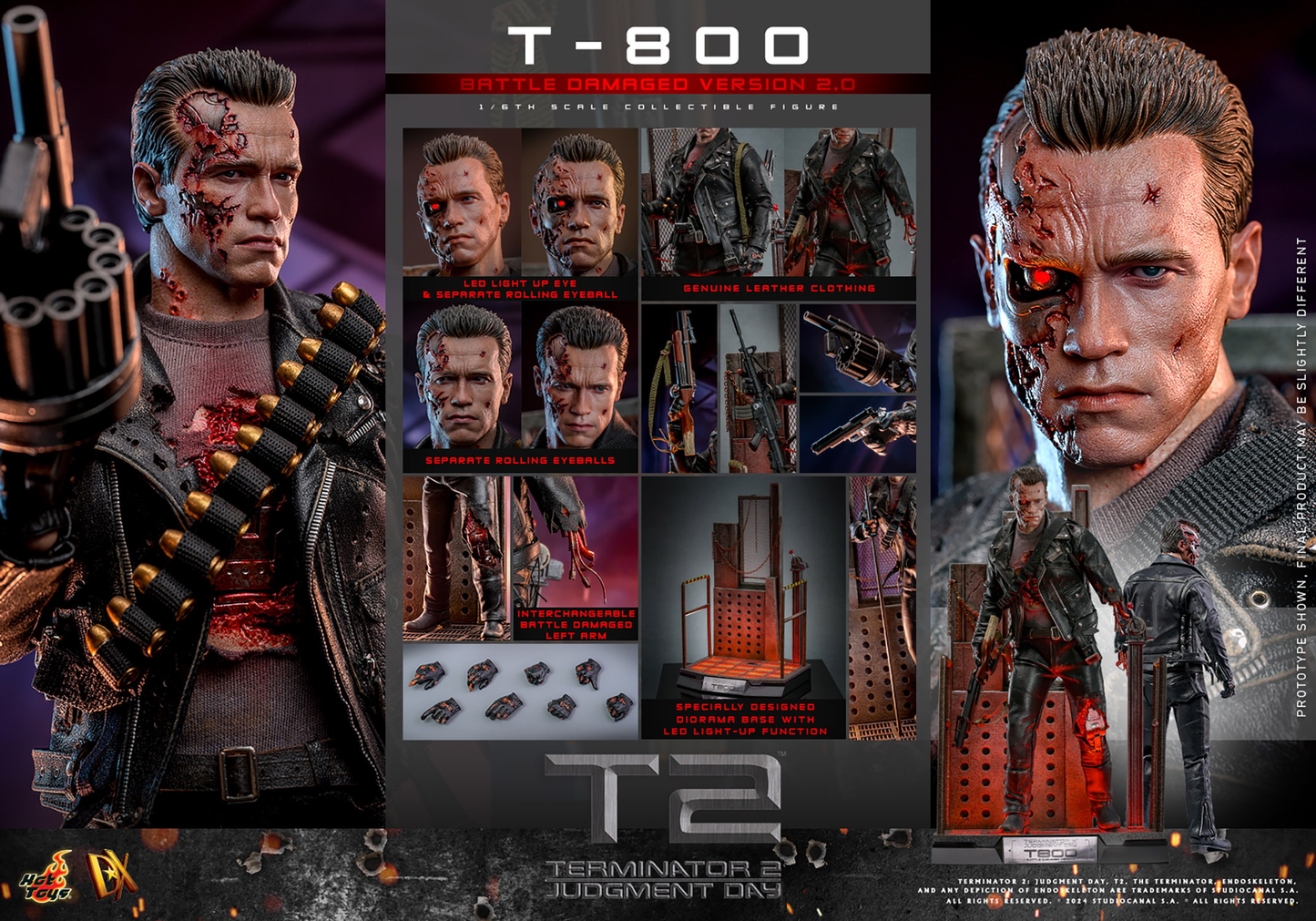 T-800 (KAMPFSCHÄDIGTE VERSION 2.0) Sechster Maßstab Figur von Hot Toys