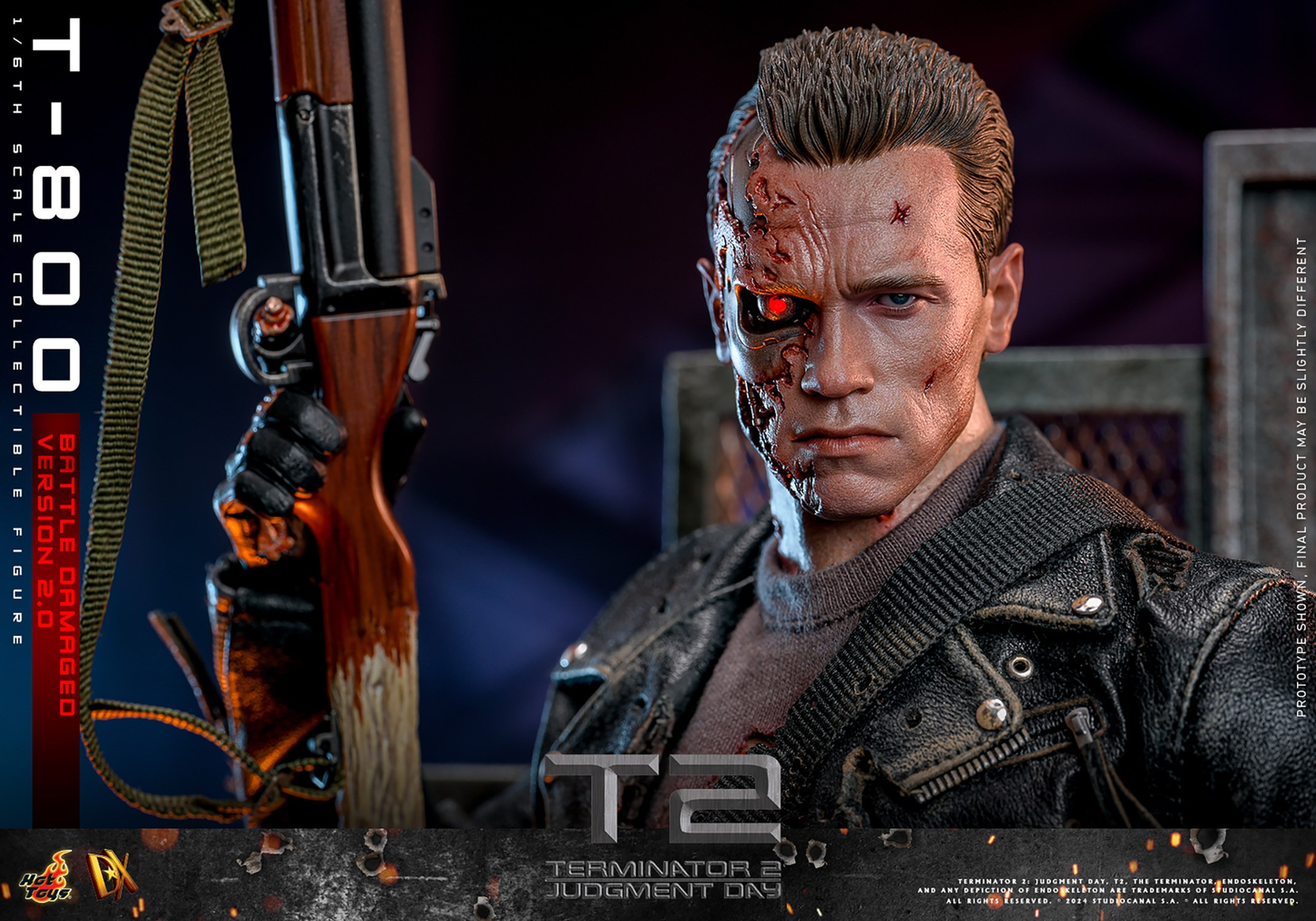 T-800 (KAMPFSCHÄDIGTE VERSION 2.0) Sechster Maßstab Figur von Hot Toys