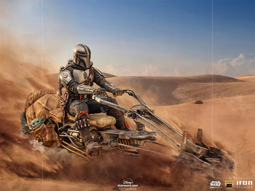 Die Mandalorianer auf Speederbike Deluxe Kunstskala 1/10 Statue von Iron Studios