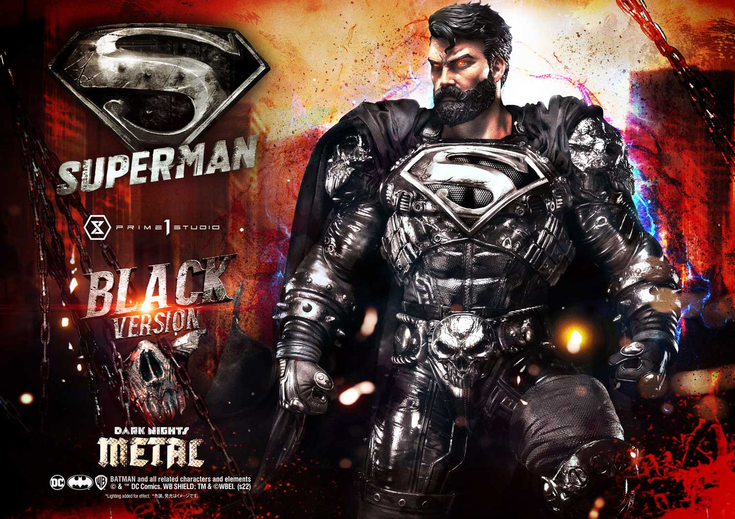 Dunkle Nächte: Metal Superman Schwarze Version Museum Masterline Statue