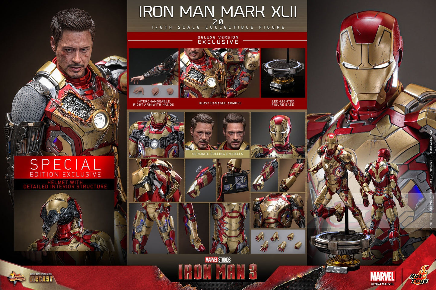 IRON MAN MARK XLII (2.0) DELUXE Sechstel Maßstab Figur von Hot Toys