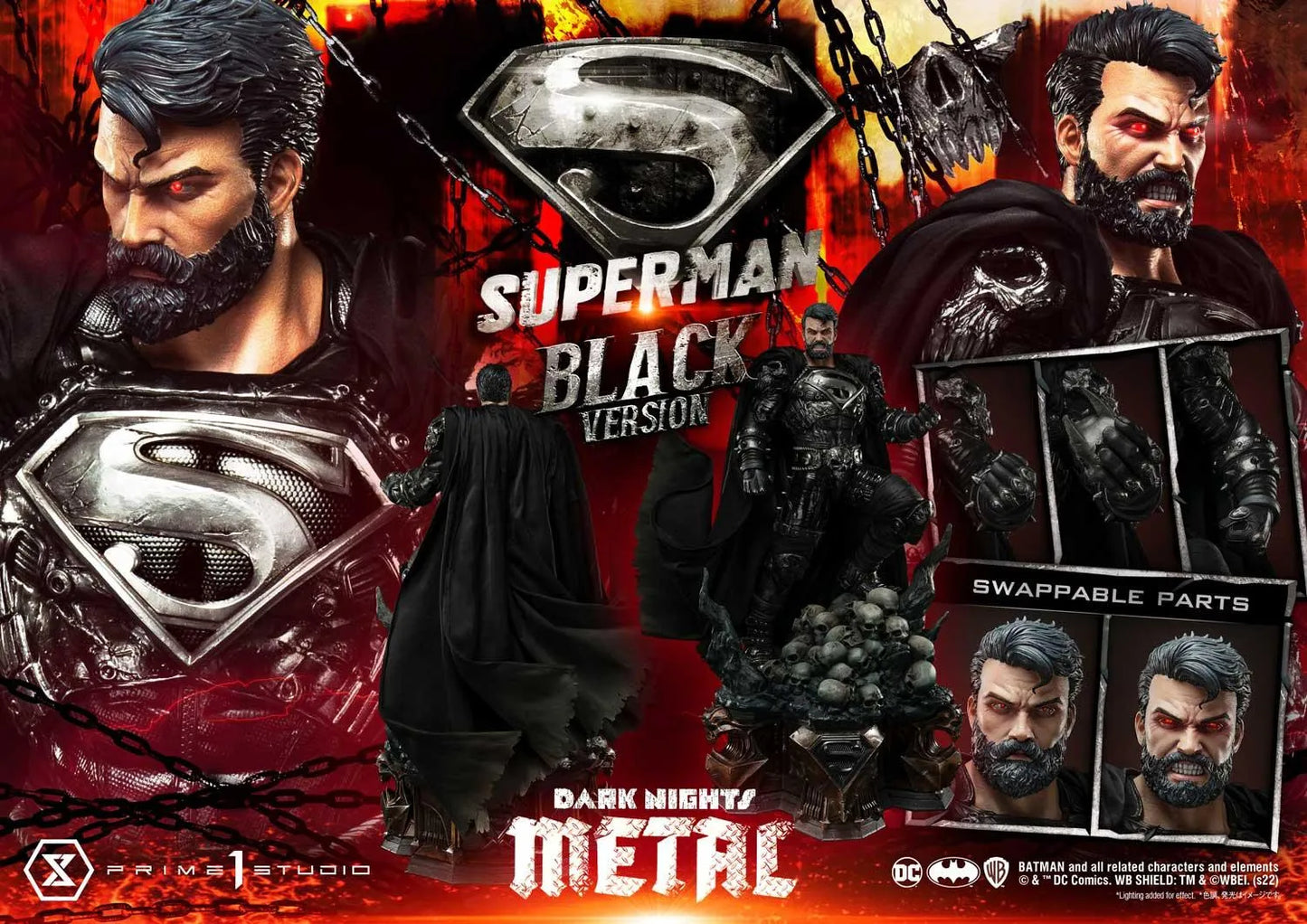 Dunkle Nächte: Metal Superman Schwarze Version Museum Masterline Statue