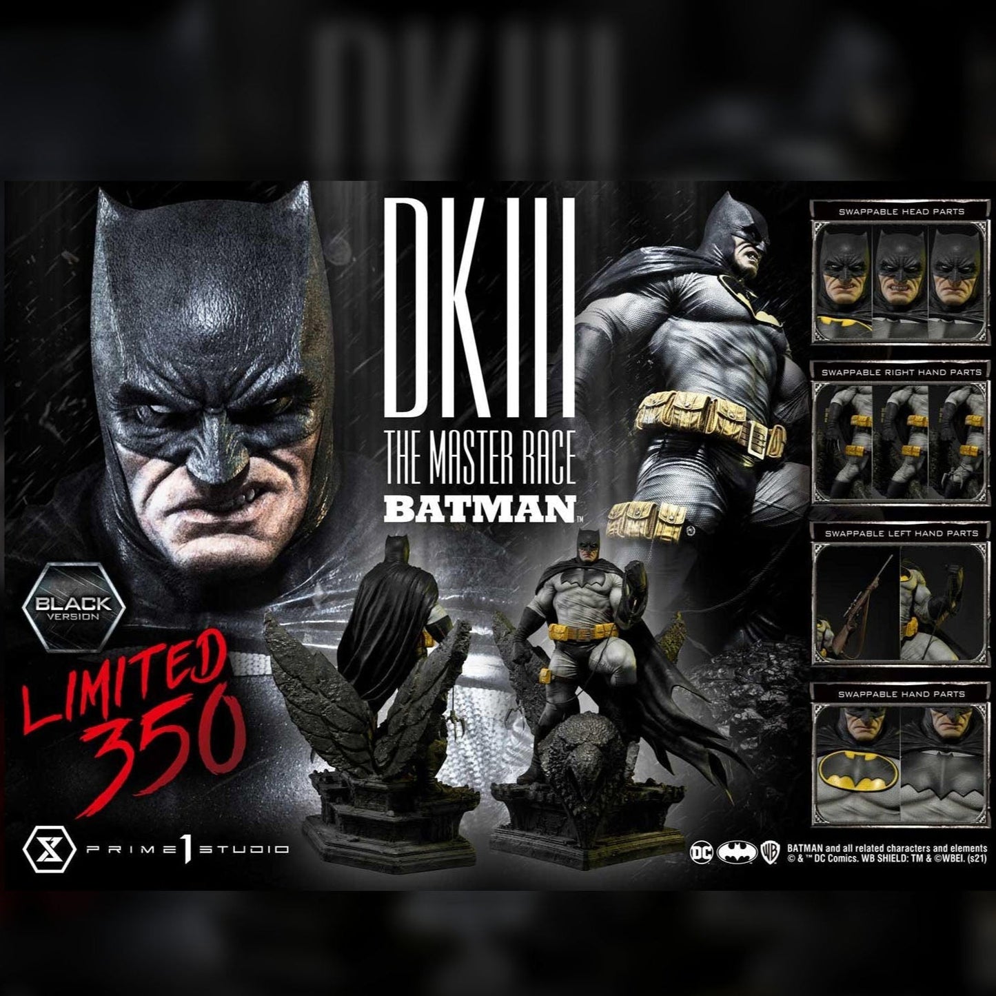 Batman Dark Knight III Die Meisterrasse (Schwarze Version) 1:3 Statue von Prime 1 Studio