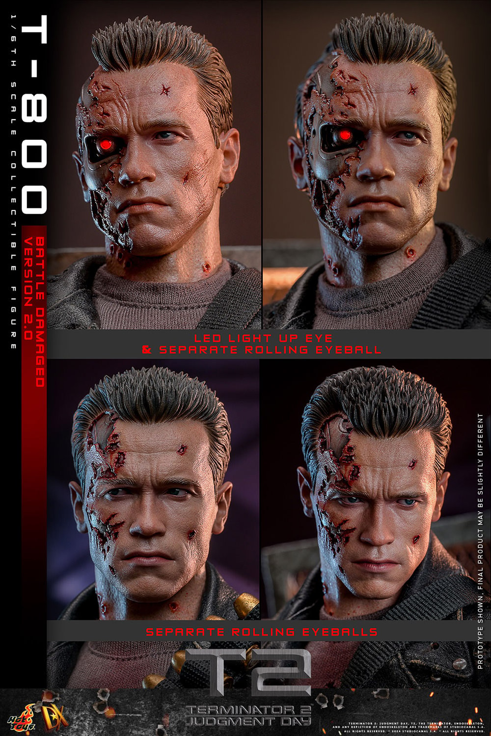 T-800 (KAMPFSCHÄDIGTE VERSION 2.0) Sechster Maßstab Figur von Hot Toys