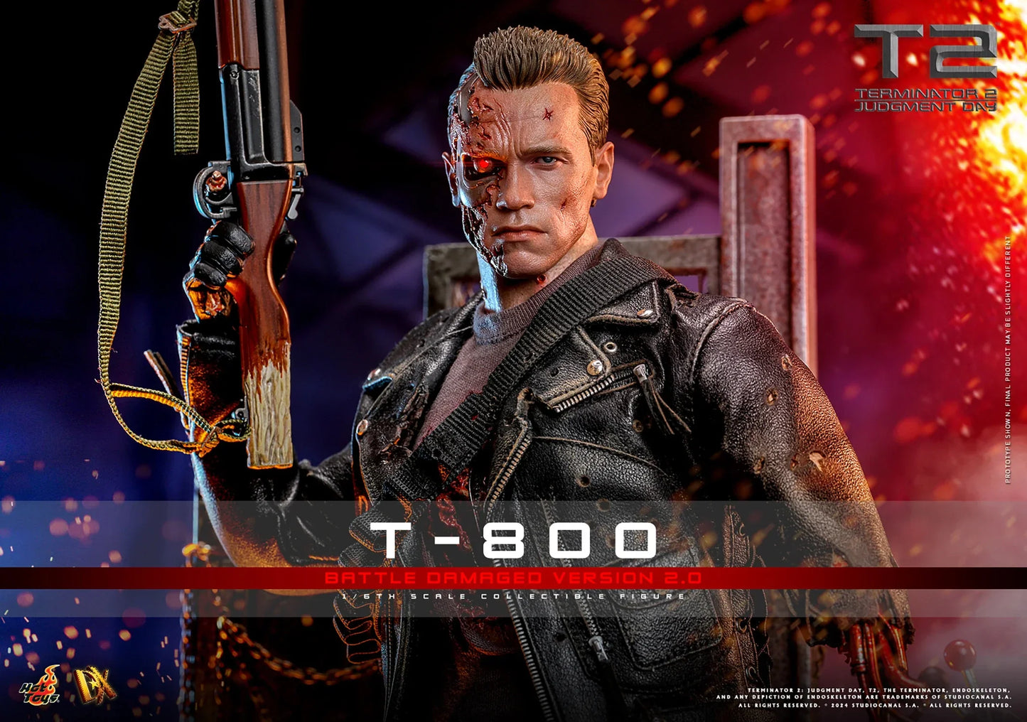 T-800 (KAMPFSCHÄDIGTE VERSION 2.0) Sechster Maßstab Figur von Hot Toys